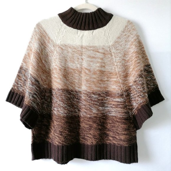 Allison Brittney Womens Brown Kimono Sleeve Mock Neck Cardigan Sweater Size PL - Picture 4 of 8